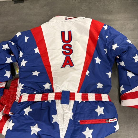 Tipsy Elves Ski Suit Mens L American Flag USA Stars Stripes One Piece Snow Suit - Picture 5 of 9